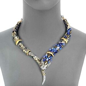 Alexis Bittar Blue and Gold Snake Necklace